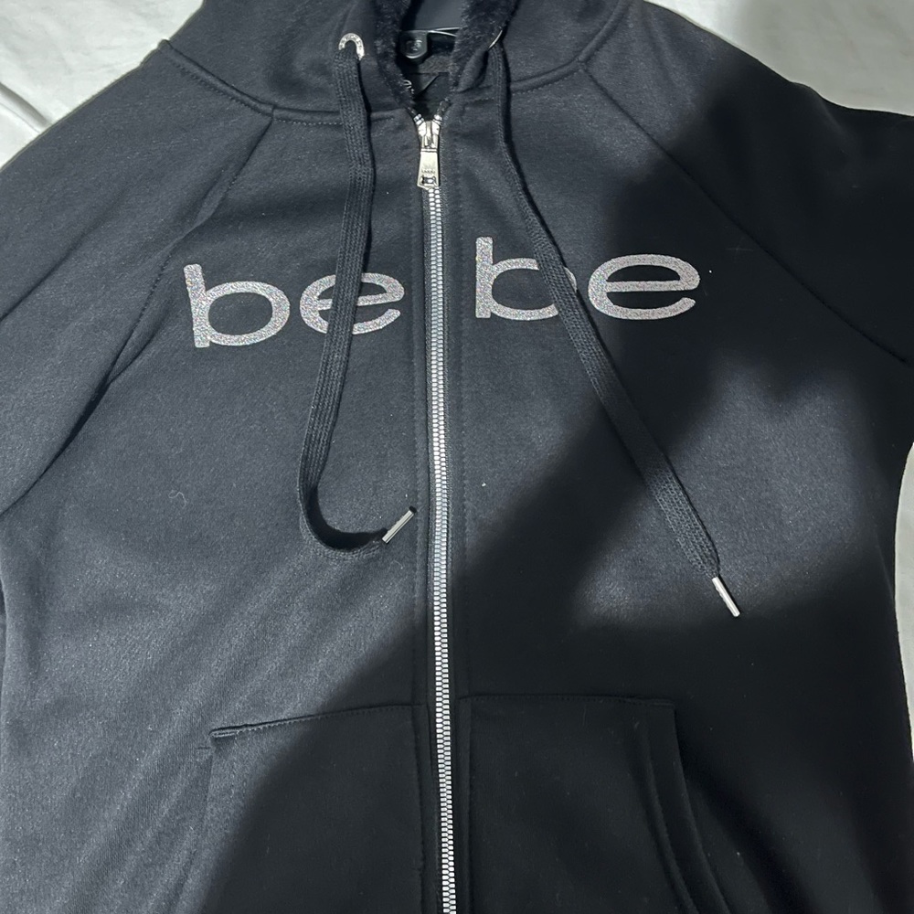 BeBe athletic zip up hoodie/sweater With Glitter, Size S in women